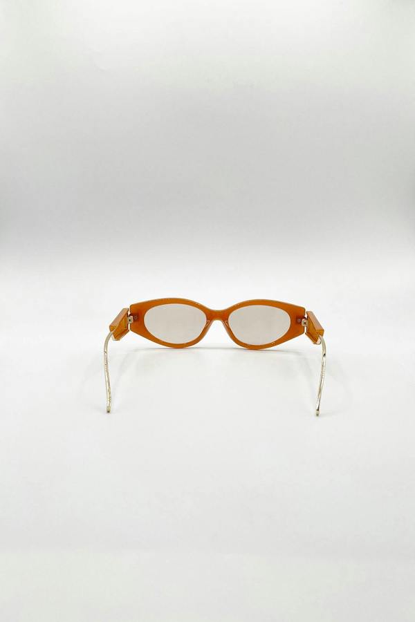 SVNX Oval Metal Detail Sunglasses In Orange