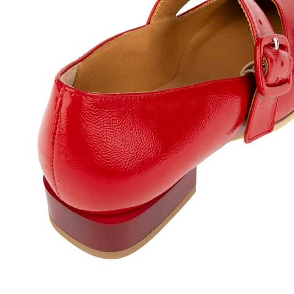 Embassy London Bliss - Red - Women's block heel square toe patent leather Mary-Jane