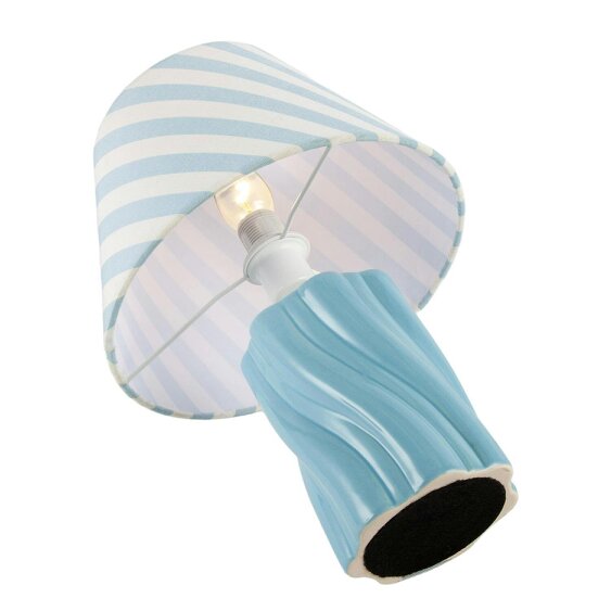 Happy Homewares Glossy Sky Blue Glazed Ceramic Lamp with Sculptural Twisted Base