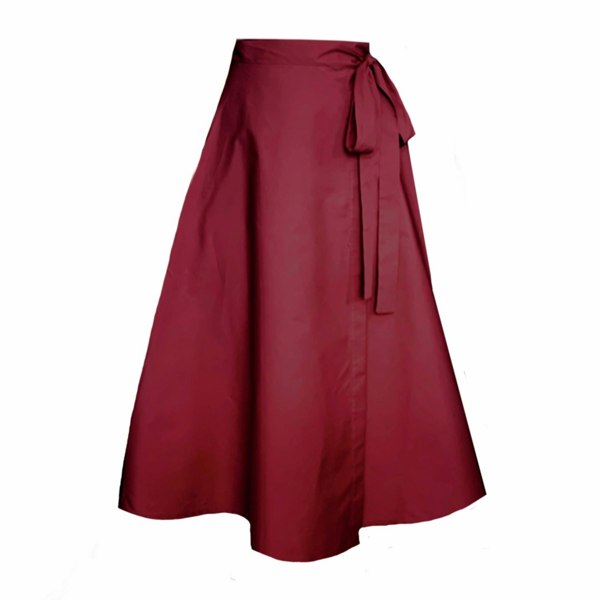 Frock Tales Meyer Wrap Midi Skirt with Pockets - Wine