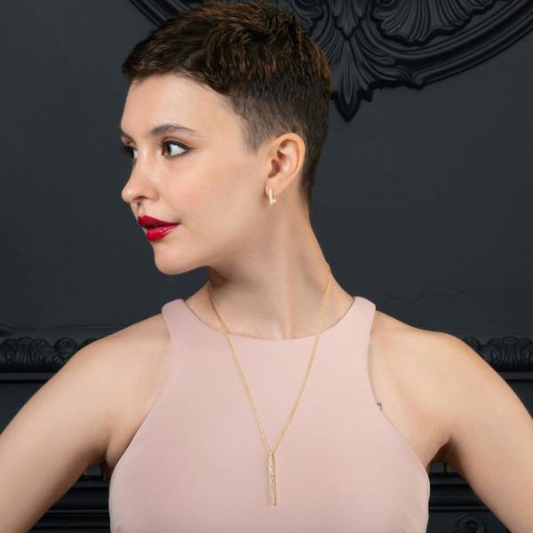 namana Gold Plated Long Bar Pendant Necklace for Women