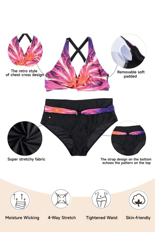Living and Home Two Piece Swimsuits Bikini Set - Purple