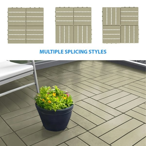 Oseasons Polydeck (Pack of 12) Woodgrain-Effect 30x30cm Decking Tiles in Beige