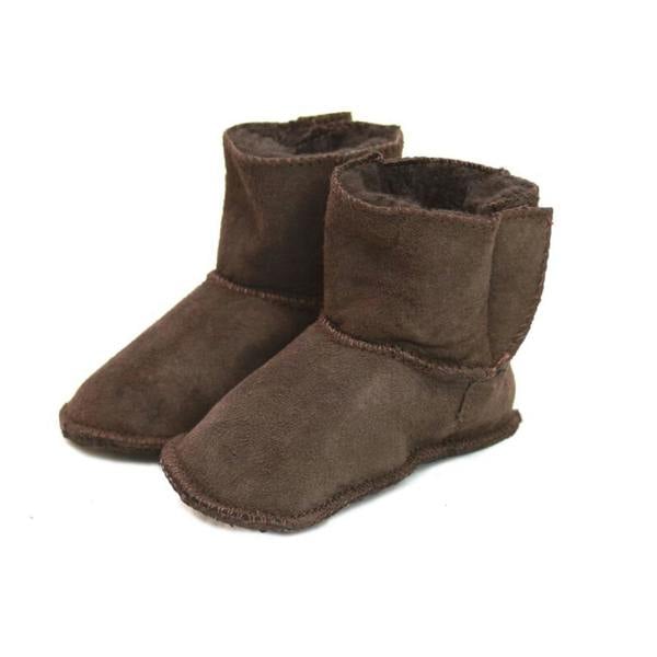 Eastern Counties Leather Baby Sheepskin Touch Fasten Tab Booties - Chocolate