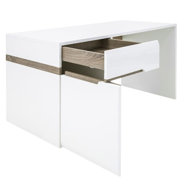 Furniture To Go Chelsea Desk/Dressing Table in White with Oak Trim