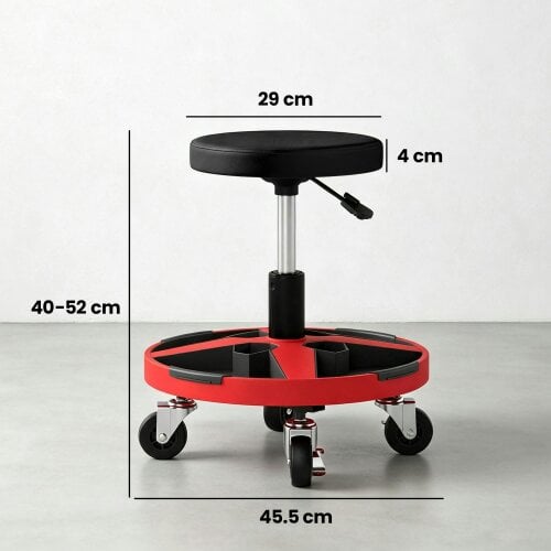 HOMCOM 135 kg Rolling Mechanic Stool with 40-52 cm Adjustable Height, Black