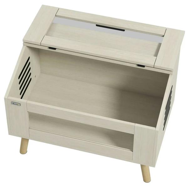 Oak reptile vivarium with open top and front panel, ventilated side openings and legs