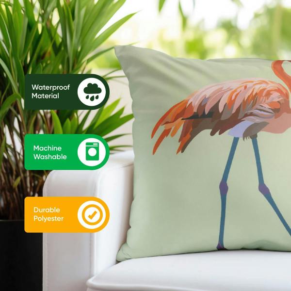Gardenwize Pair of Outdoor Scatter Cushions – Solo Flamingo Design