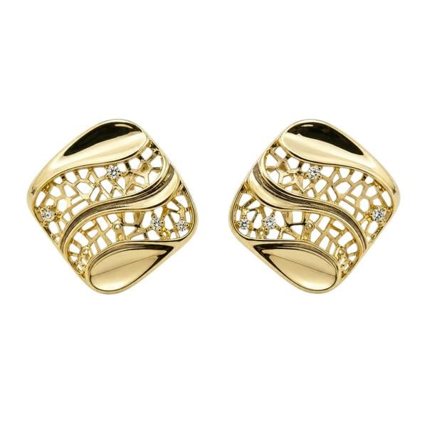Gold Trip Square Wave Clip On Earrings