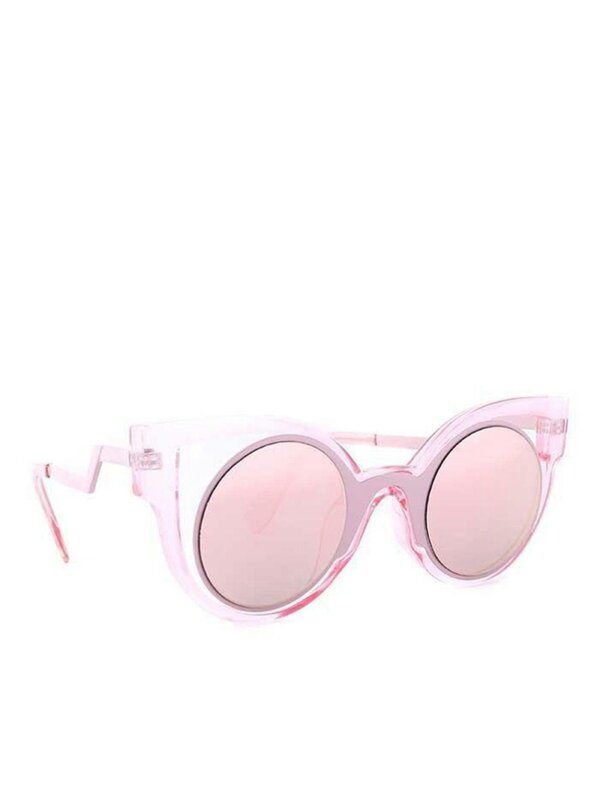 SVNX Transparent Pink Sunglasses with Round Lenses and Cat Eye Frame