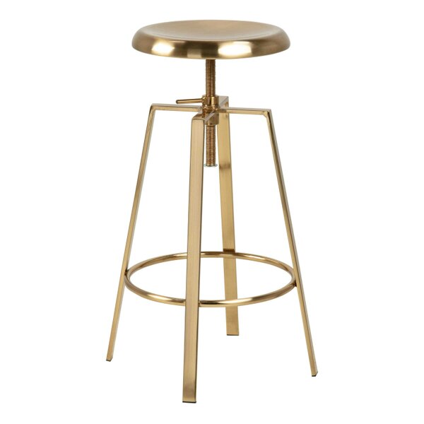 Wyld Haus Hobart Gold Brushed Steel Bar Stool With Adjustable Height