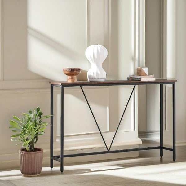 Rafaelo Mobilia 120CM Wide Industrial Console Hallway Table Brown