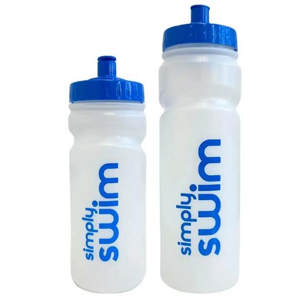 Simply Swim 500ml water bottle with blue logo and flip-top cap