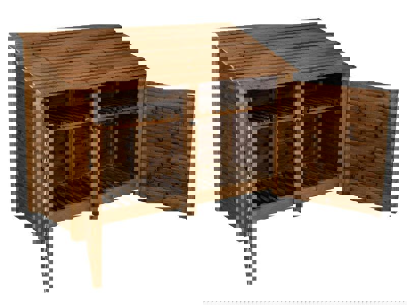 Arbor Garden Solutions Wooden Log Store with Doors and Shelf W-187cm, H-126cm or 180cm, D-88cm - Brown Finish