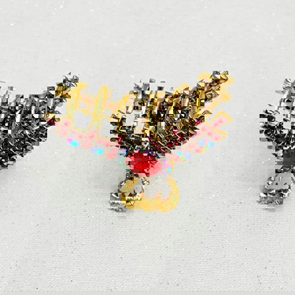 Hair Clamp Red Hair Claw Clip with Crystal Gold Jaw