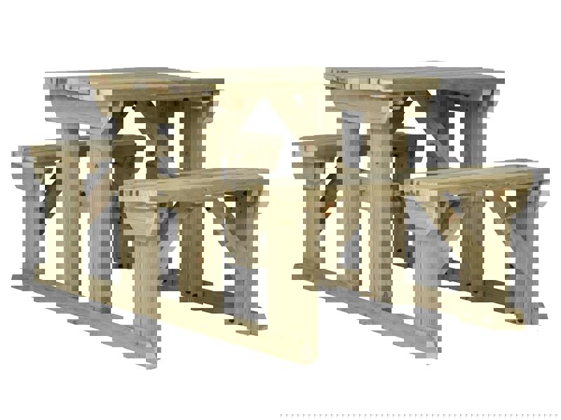 Abies Rounded Picnic Table and Benches Set - Wooden Outdoor Dining Set for Gardens and Patios