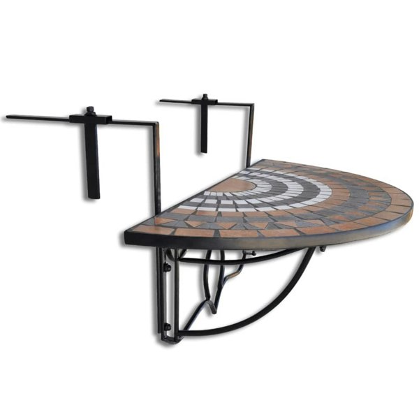Berkfield Hanging Balcony Table Terracotta and White Mosaic