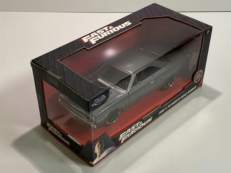 fast and furious doms plymouth road runner primer grey 1:24 jada 30745