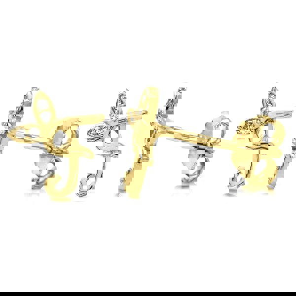 Say It With Winged Initial Earrings - Yellow Gold Plated