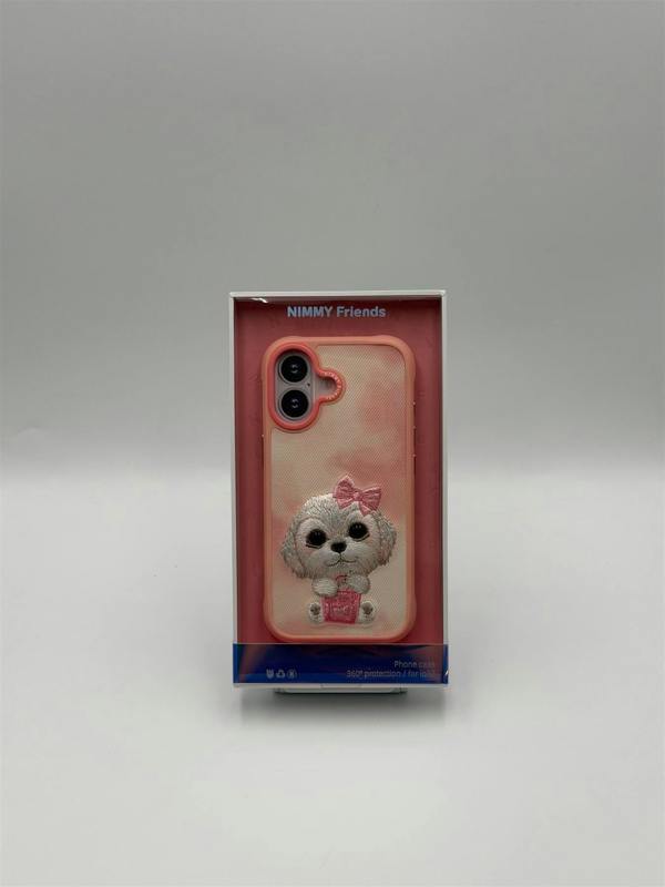 Nimmy Friends Nimmy Big Eye Cute Pet Bischon Fraise Dog Case with MagSafe for iPhone 17 6.3" Pink - N-XDY-IP17-02-A