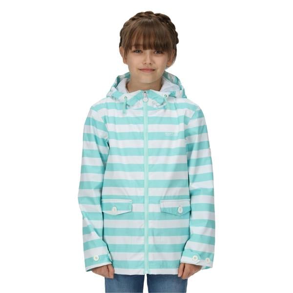 Regatta Kids Belladonna Stripe Waterproof Jacket - Aruba Blue