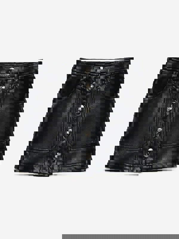 Diesel Girls Faux Leather Skirt in Black