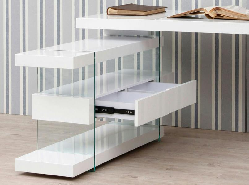 Angel Cerdá Tempered glass desk with wooden top 3002/3003