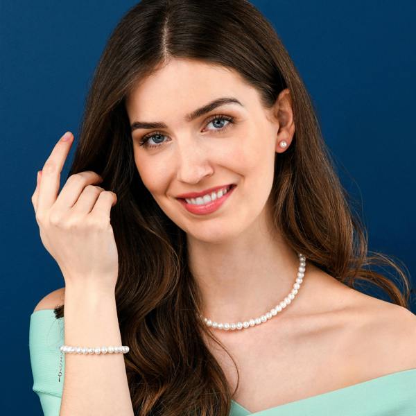 namana 16-inch Long Freshwater Pearl Necklace in 925 Sterling Silver for Women