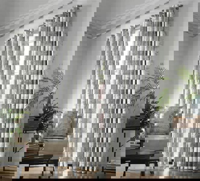 Luxury Living Luxury Fern Jacquard Ring Top Ready Made Curtains