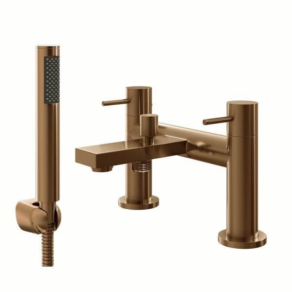 Flode Eslov | Bath Shower Mixer Tap | Includes Handset and Holder | Copper