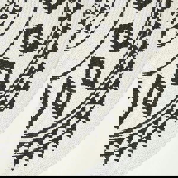 HOMESCAPES Lia White & Black Mandala Handoven Cotton Rug