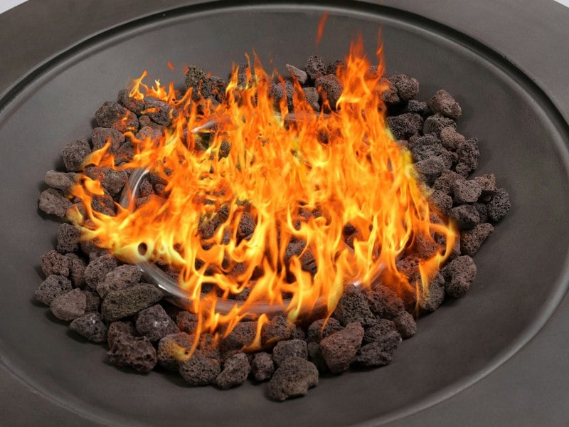 MDA Designs TABITI Dark Grey Gas Fire Pit for Garden & Patio - Luxurious Eco-Stone Finish Outdoor Heater Fire Pit