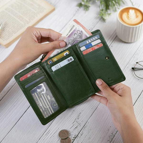Organised view of Green Leather Purse For Women Velura