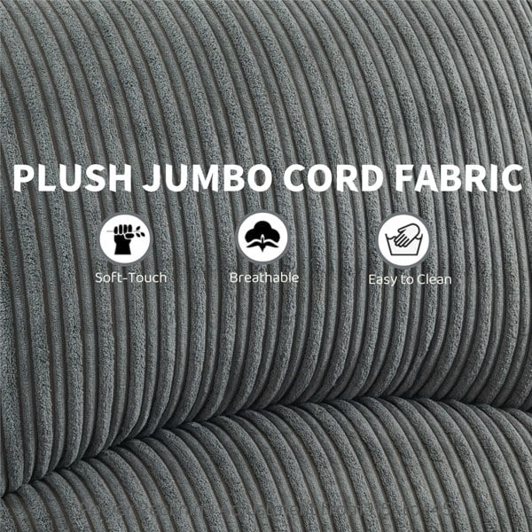 Furniture One Manual Reclining Sofa Set, Corduroy Fabric Recliner Sectional Sofa Suite-Adjustable Backrest and Footrest, Jumbo Cord Fabric Recliner