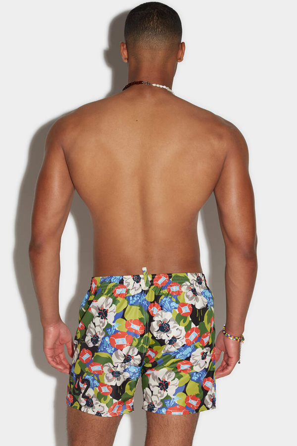 Dsquared2 Colourful Floral All Over Design Swim Shorts - Green