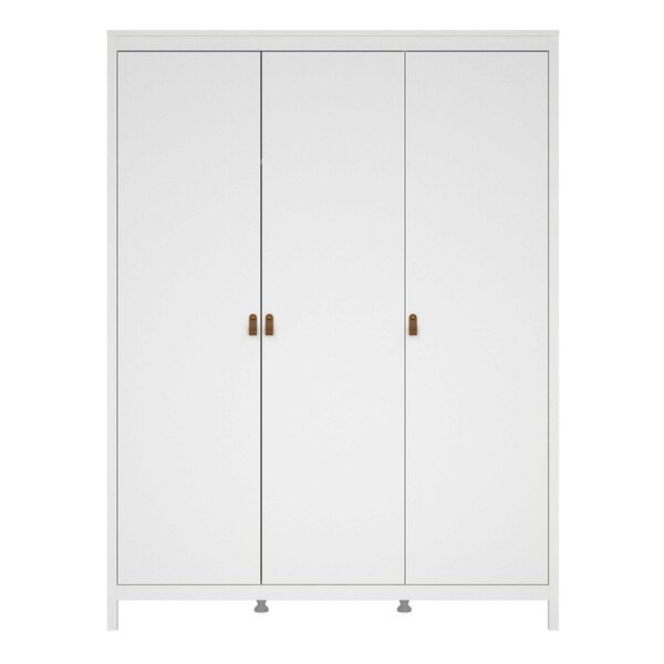 Wyld Haus Wildberry Matt White Wardrobe 3 Doors Leather Handles