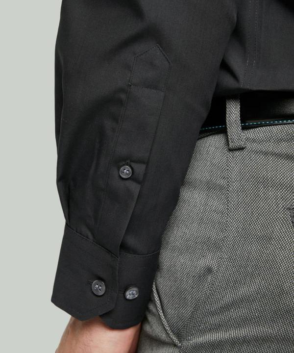 Black Long Sleeve Cotton Rich Non-Iron Shirt