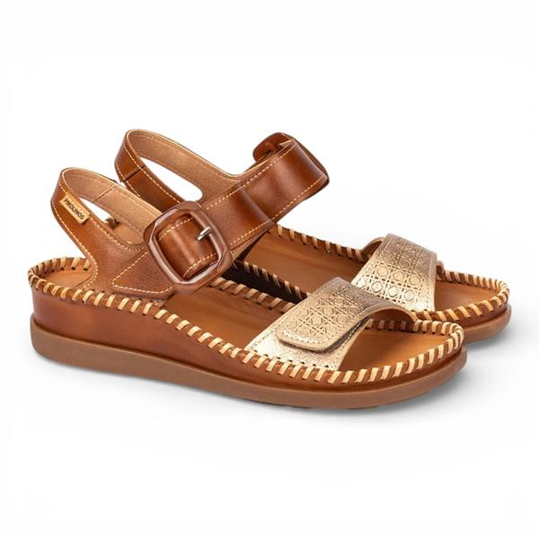 Pikolinos Cadaques - Women's Brown Leather Lightweight Wedge Sandals