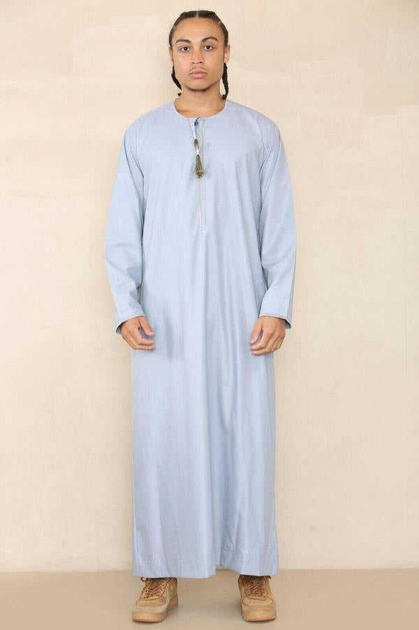 Infinity Leather Mens Thobe Jubba Saudi Islamic Arab Eid Emirati Kaftan Jubbah Tassel Robe