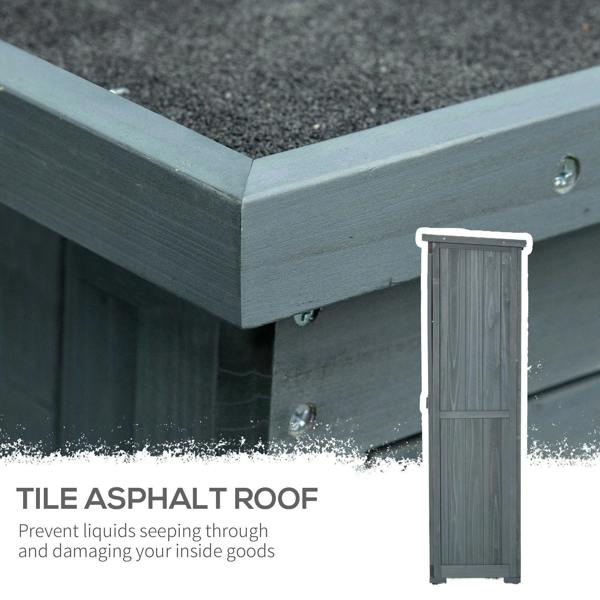 Grey garden shed roof corner detail with raised edge and side wall trim.