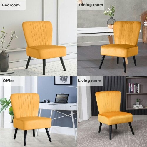 Neo Ostuni Mustard Yellow Crushed Velvet Shell Accent Chair