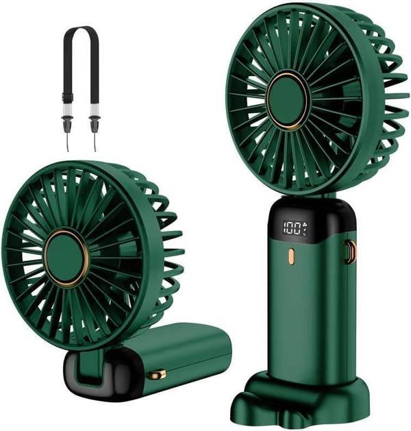 Dyzi 2-in-1 Portable Travel Mini Handheld Desk Table Fan USB-C Rechargeable Green
