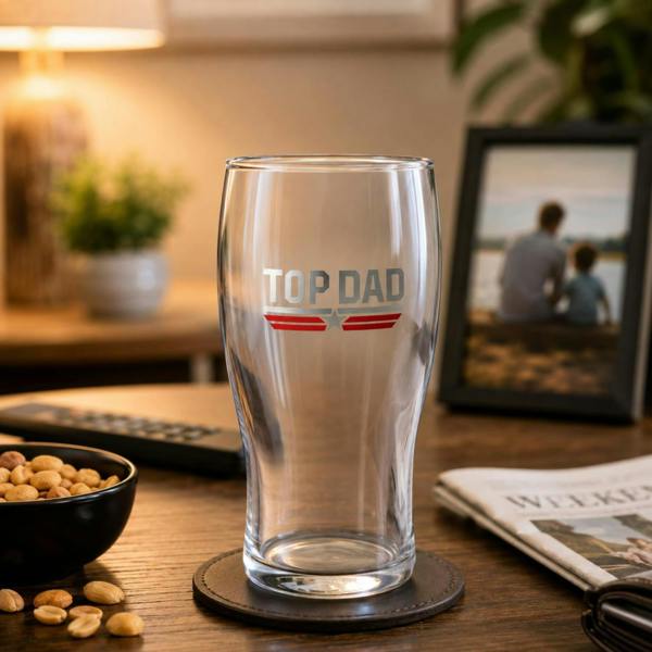 Widdop & Co Top Gun Top Dad Pint Glass Clear