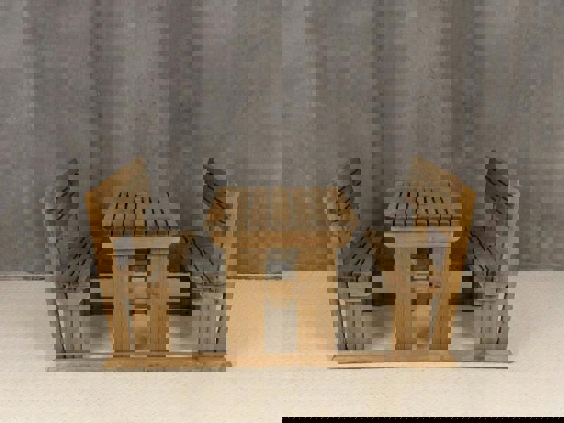 Alders Rounded Picnic Table and Benches Set with Backrest – Rustic Finish Wooden Outdoor Dining Set for Gardens and Patios