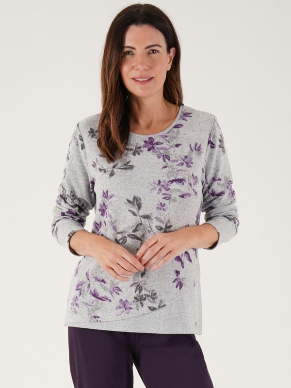 TIGI-Wear Floral Print Curved Hem Top
