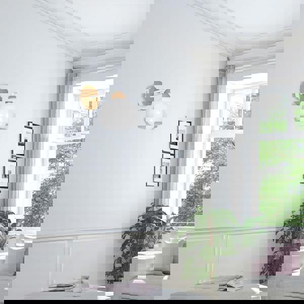 Milagro Dama Pendant Lamp Hand Made Scandi Syle White With Wooden Detail