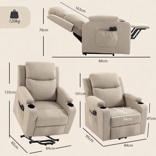 HOMCOM Riser Recliner Chair with Massage and Heat for Elderly