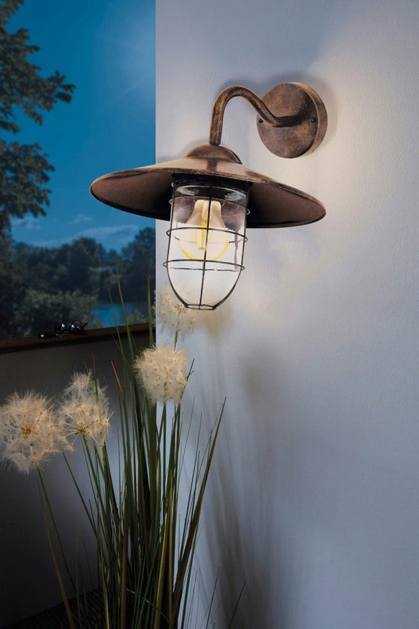 EGLO Melgoa 1-Light Antique Copper Exterior Wall Lamp