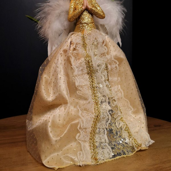 Samuel Alexander 25cm Premier Christmas Tree Topper Angel Decoration with Feather Wings in Gold