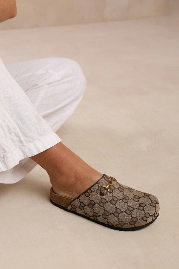 Where's That From Dublin Open Back Slip on Loafer With Gold Detail in Brown